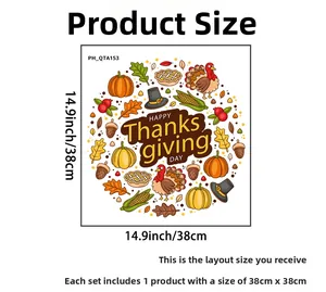 Detail of Thanksgiving wall sticker set featuring turkey and pumpkin designs, size 38x38cm