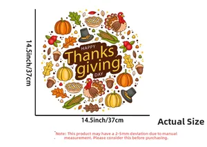 Detailed view of 14.5 inch Thanksgiving wall decal with pumpkins and turkey elements