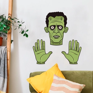 Halloween Frankenstein Zombie Cartoon PVC Wall Sticker Peeking Monster Removable Home Decor For Living Room Bedroom Party