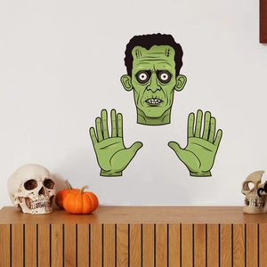 Cartoon green Frankenstein wall decal set for Halloween home and bedroom decoration