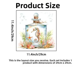 Macro layout of ocean seaweed toilet sticker set with 29cm sea horse bottle design