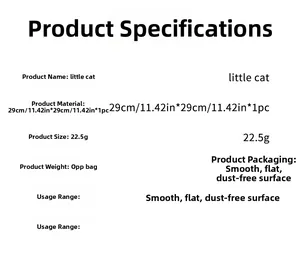 Detailed dimensions for the 29x29cm little cat flower toilet sticker with OPP packaging