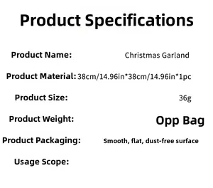 Especificaciones del adhesivo guirnalda de Navidad 38x38cm para superficies lisas y sin polvo