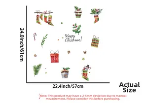 Detailed dimension guide for Christmas stocking wall decals and festive stickers