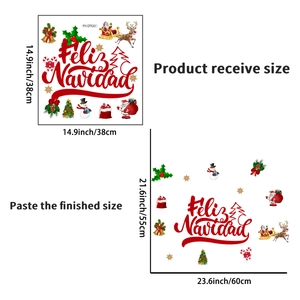 Detail view of Feliz Navidad wall sticker set with Christmas tree and reindeer elements
