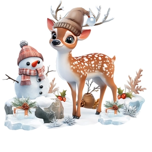 3D Christmas wall decals featuring a cute reindeer and snowman for home holiday decoration