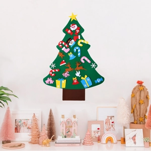 DIY felt Christmas tree wall sticker kit with detachable ornaments for kids' home decoration