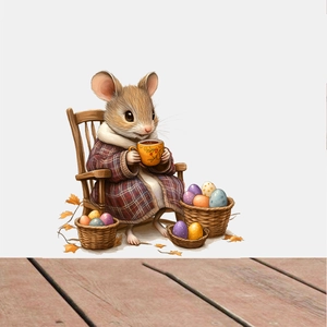 3D creative mouse wall sticker featuring an adorable mouse in robe sitting on a rocking chair
