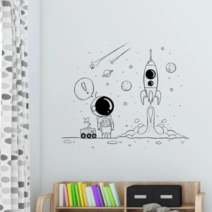 Stickers muraux explorateur de l'espace avec astronautes et fusées pour chambre d'enfant