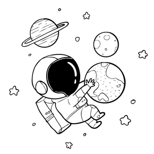 Stickers muraux astronaute et planètes de l'espace avec étoiles pour chambre d'enfant
