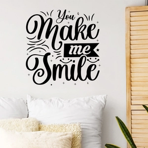 Romantic black You Make Me Smile wall stickers for minimalist bedroom decor and wall art