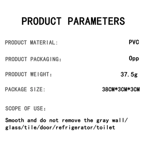 Spécifications détaillées des stickers muraux en PVC montrant matériau et dimensions