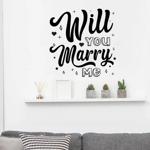 Romantic black vinyl wall sticker with Will YOU Marry Me quote for home decor