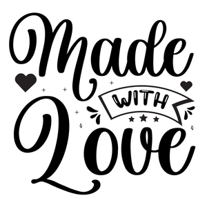 Black Made WITH Love vinyl wall sticker with decorative hearts and stars for home decor