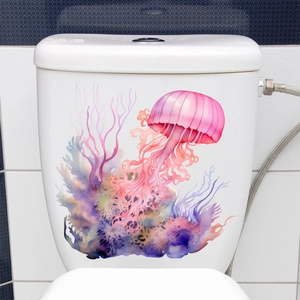 Adesivo murale a forma di medusa rosa luminosa per decorazione serbatoio WC casa