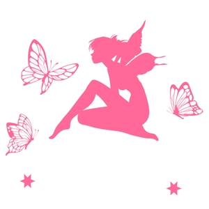 Luminous pink fairy and butterfly wall stickers for home switch decoration and wall art