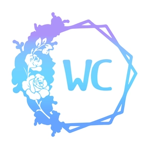 Sticker WC couronne de fleurs bleu et violet avec cadre circulaire géométrique minimaliste