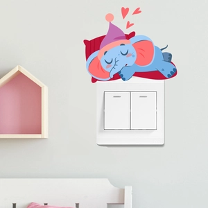 Sticker mural petit éléphant mignon pour interrupteur déco chambre d'enfant