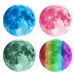 Luminous moon and planet wall stickers in four vibrant colors for kids room decoration