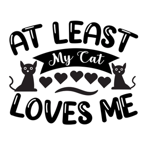 Detail of At Least My Cat Loves Me wall decal with black cats and heart silhouettes