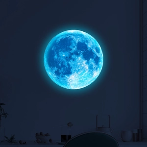Luminous Moon Wall Sticker PVC Glow In The Dark Planet Decal For Kids Room Bedroom Living Room Decorative Fluorescent Wall Mural