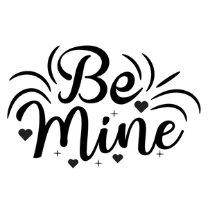 Romantic black Be Mine vinyl wall sticker with hearts and stars for home decor