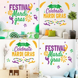 Mardi Gras Carnaval Stickers Muraux PVC Amovibles Festival Fête Fond Décalcomanies pour Salon Chambre Décoration Maison