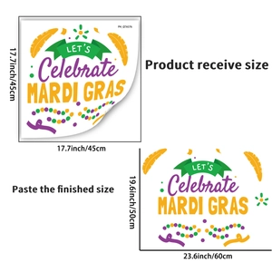 Spécifications détaillées des dimensions des stickers muraux Mardi Gras avec mise en page