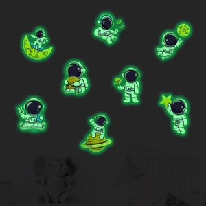 Luminous Astronaut Wall Stickers Glow In The Dark Space Theme Fluorescent PVC Decals For Kids Room Bedroom Home Wall Decor