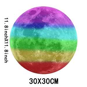 Detailed view of 30x30cm luminous rainbow moon wall sticker for children rooms