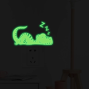 Luminous Glow In The Dark Sleeping Dinosaur Switch Sticker Cartoon PVC Fluorescent Wall Decal For Kids Room Home Decor
