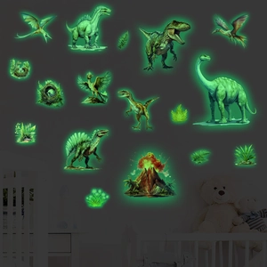 Stickers dinosaures fluorescents pour chambre d'enfant décoration murale phosphorescente