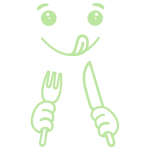 Luminous cute hungry facial expression wall sticker with fork and knife for home kitchen decor