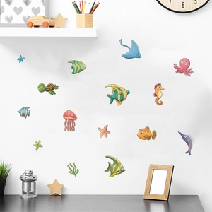 Adesivi murali luminosi creature marine con pesci e tartarughe per cameretta dei bambini