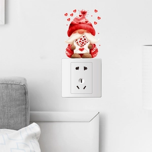 Cute gnome wall sticker with heart envelope for light switch and bedroom decoration