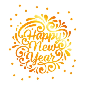 Golden Happy New Year decorative wall sticker with festive gradient lettering for party decor