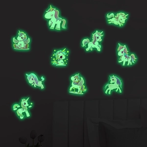 Luminous Unicorn Wall Stickers Glow In The Dark PVC Fluorescent Decals Kids Bedroom Nursery Home Decor Self Adhesive Mural