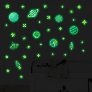 Adesivi murali luminosi sistema solare con pianeti e stelle per cameretta dei bambini