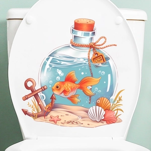 Luminous wall sticker featuring ocean bottle and goldfish for kids room decoration