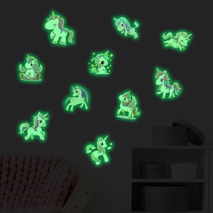 Luminous unicorn wall stickers glow in the dark set for children bedroom wall decor