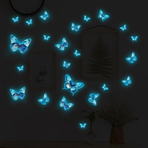 Stickers muraux papillons bleus lumineux brillant dans le noir pour la chambre