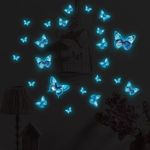 Stickers muraux papillons bleus lumineux brillant dans le noir pour la décoration