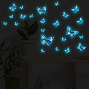 Stickers muraux papillons bleus lumineux brillant dans le noir pour chambre