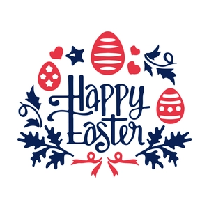 Frohe Ostern Wandaufkleber mit bunten Eiern und floralen Blättern für die Heimdekoration