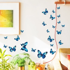 Papillons muraux 3D bleus lumineux pour décoration avec textures d'ailes réalistes