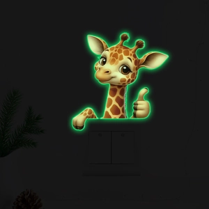 Luminous cartoon giraffe wall sticker glowing in dark for home light switch decoration
