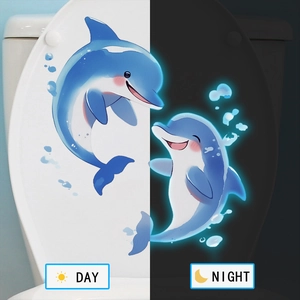 Stickers muraux dauphins mignons brillants dans le noir avec effet jour nuit