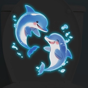 Autocollants dauphins bleus luminescents pour décoration de salle de bain et WC