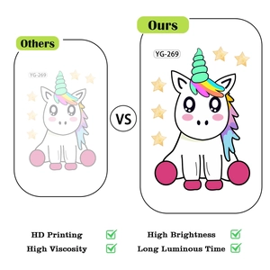 Luminous unicorn wall sticker YG-269 showing HD printing and high brightness details