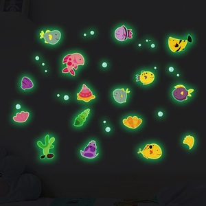 Stickers muraux poissons et bulles phosphorescents pour décoration de chambre d'enfant